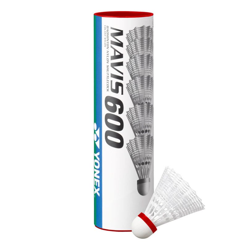 Yonex Mavis 600 Nylon Shuttlecocks (1 Tube of 6) (White-Fast)