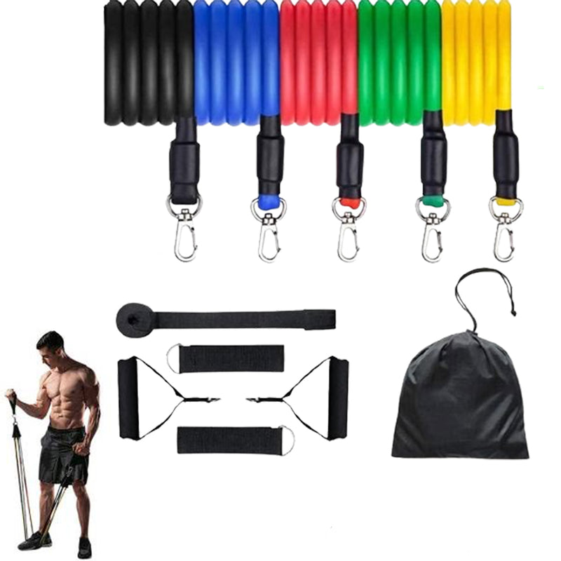 Exercice Resistance Bands Kit With Door Anchor (11PC BAND SET)