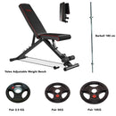 Ultimate Strength Training Set – Yoleo Edition ( 35KG in Rubber Plates) Yoleo Adjustable Bench + 180cm Barbell + Weight Plates (2.5KG, 5KG, 10KG)
