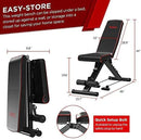 Yoleo Heavy Duty Adjustable Weight Bench - Weight Capacity 200 KG