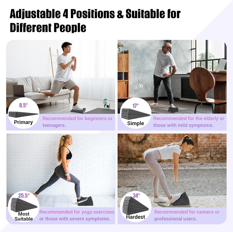 1 Set of Slant Board Foot/Calf Stretcher, 3 Pcs Incline Board for Squats for Plantar Fasciitis Physical Therapy Equipment
