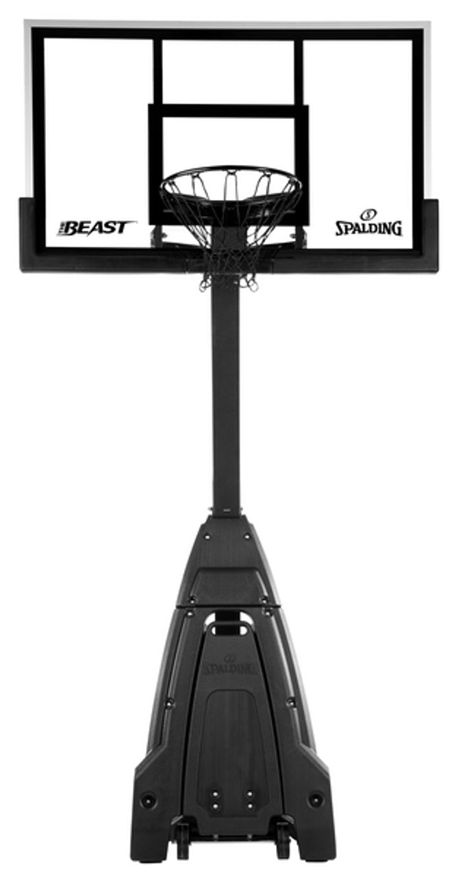 Spalding The Beast Stealth 60 Inch Glass Portable Basketball Hoop - Black Edition