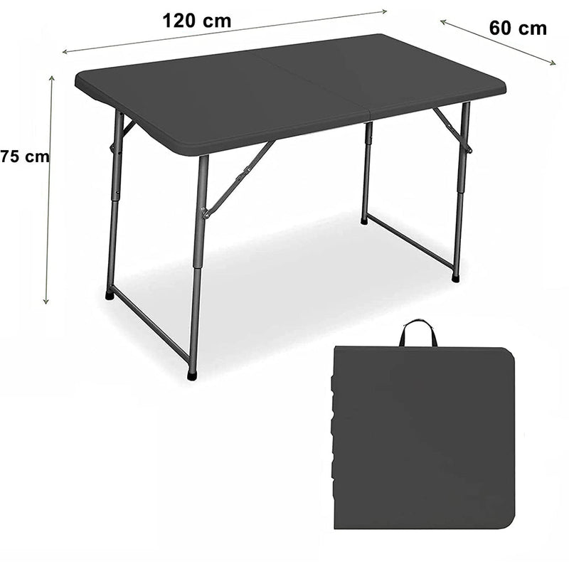 Black Recto Folding Table 120 cm x 60 cm x 75 cm