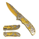 Browning Spring Assisted Pocket Knife w Silver/Gold Deer Design