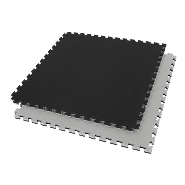 1 Piece Puzzle Mat Interlocking Black/Grey Gym Flooring 4 cm thick 1M x 1M
