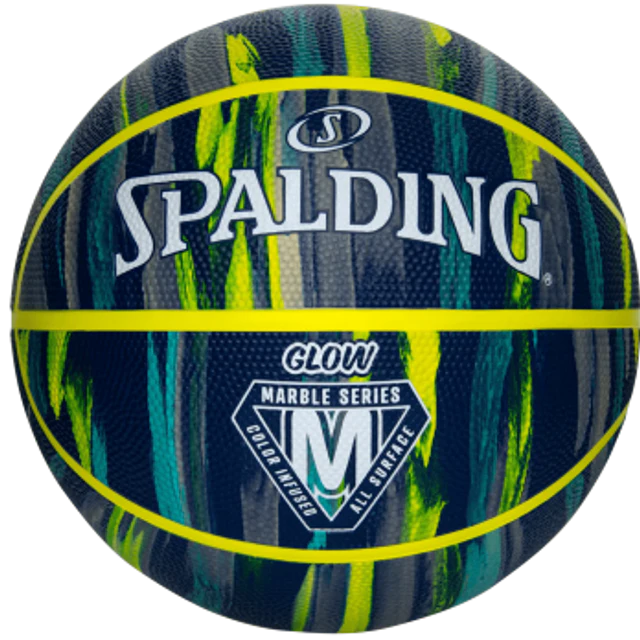 Spalding Marble Series Glow in the Dark Navy/Aqua Green Outdoor Basketball - Size 7