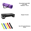 FitCore Essentials Pack ( Mat + Stepper + 5 Resistance Bands )