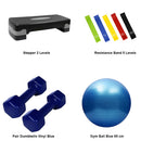 Back To Training Bundle 2  ( Stepper + Pair Dumbbells + Resistance Bands Set of 5 + Gym Ball 65 cm blue)