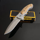 Browning Folding Knife 21 cm Silver Blade Handle With Wood Scales.