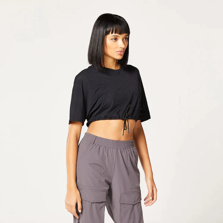 SQUATWOLF Women Code Cropped Drawstring Tee