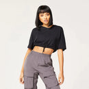 SQUATWOLF Women Code Cropped Drawstring Tee
