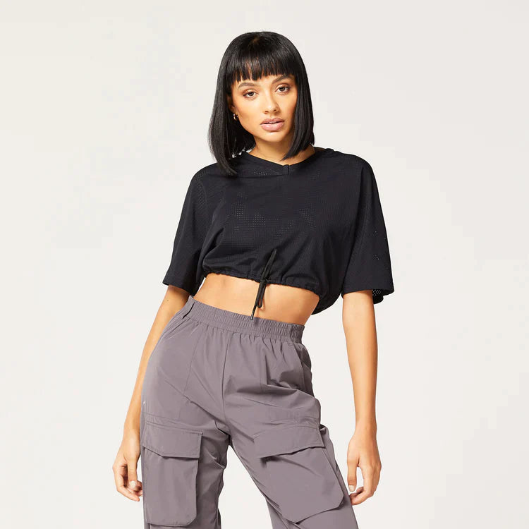 SQUATWOLF Women Code Cropped Drawstring Tee