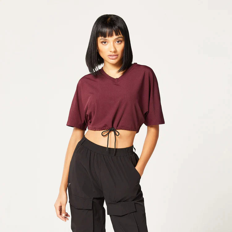 SQUATWOLF Women Code Cropped Drawstring Tee