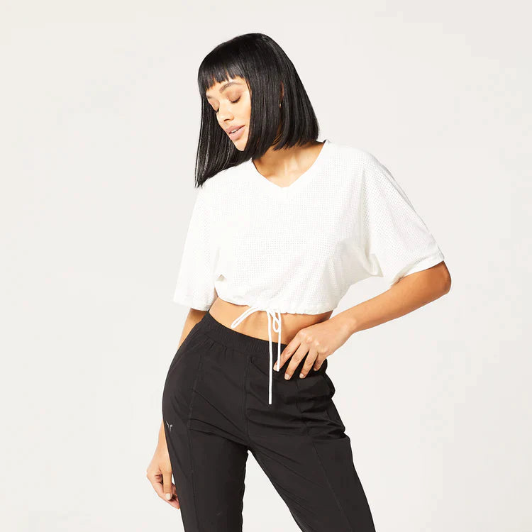 SQUATWOLF Women Code Cropped Drawstring Tee