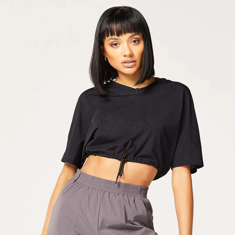 Code String Crop Squat Wolf Women Code Cropped Drawstring Tee