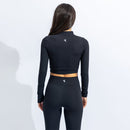 Quwati Women Power Long Sleeve Half Zip Crop Top