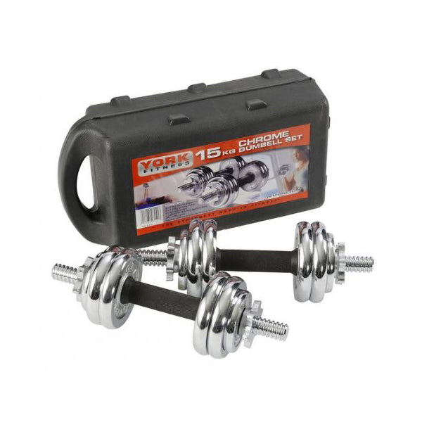 York Fitness 15KG Chrome Dumbbell Set