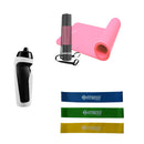 Starter Gym Kit - Fitness Mat 1.5 cm With Carry Bag + Squeeze Water Bottle 500 ml+ Set Resistance Band